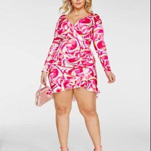 #6❤️/8❤️ Brand new Fashion to Figure Heather Print Ruffle Hem Dress